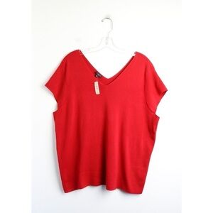 NWT Talbots Red Sleeveless Sweater Pullover cap-sleeve 3X vest knit top new